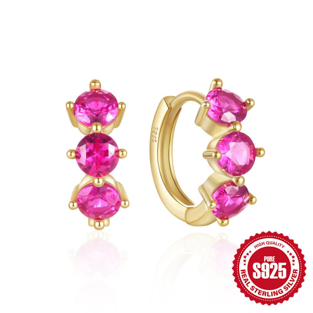 

Французские Простые Модные Серьги-пусеты S925 из серебра, Темпераментные, Высококлассная Легкая Роскошь, Цветные Сокровища, Неправильные Серьги-кольца 925 Silver