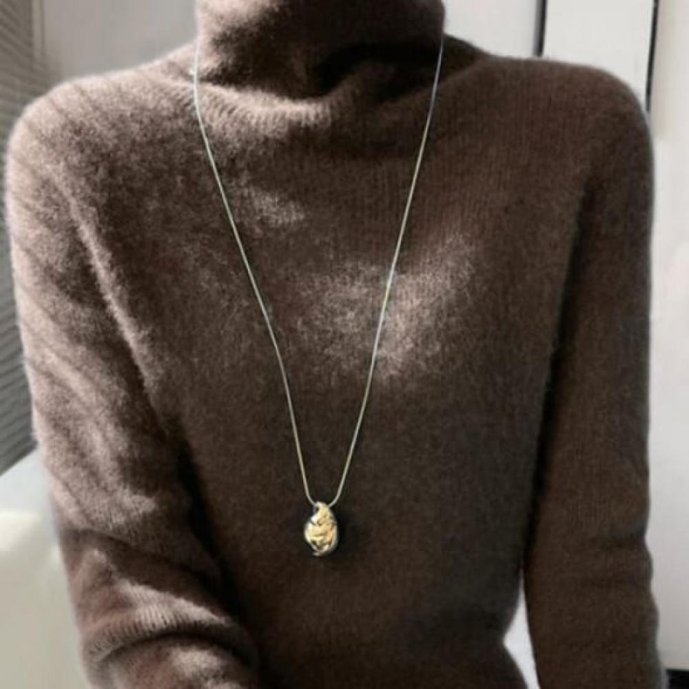 Navava SofT Simple Solid TurTleneck KniT Long Sleeve T shirT Nk1831