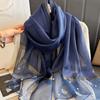 Elegant Embroidery Scarf Korean Women Hijab Shawls Headkerchief Thin Silk Scarf  Lady