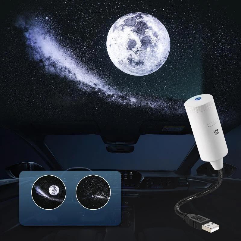 Car LED Star Ambient Light HD Projection Long Lifespan USB Powered Atmosphere Projector Lamp for Bar Shop Home Car Use