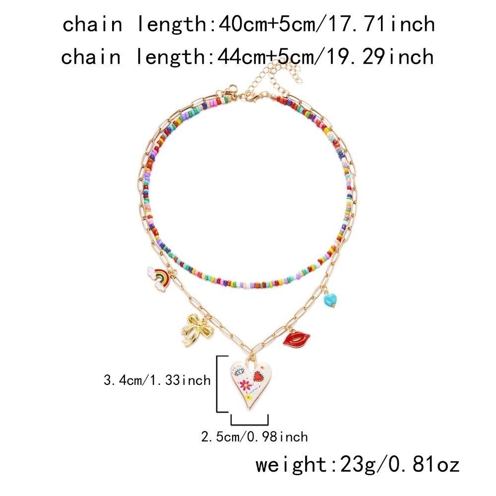 Multi-layer Pearl Beaded Necklace Bow Strawberry Necklace Jewelry Holiday Gift 01