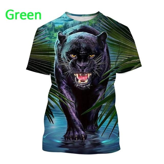 

Новая дышащая футболка с короткими рукавами и пантерой джунглей, Мужская уличная футболка в стиле свирепых животных в стиле хип-хоп с 3D принтом XXL зелёный