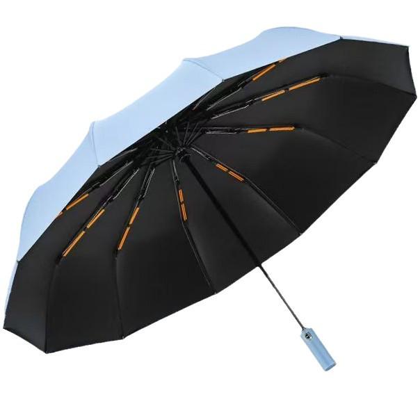 Fully Automatic 24-Rib Folding Umbrella: Large, UV-Resistant, Sun & Rain Protection with Custom Logo Options