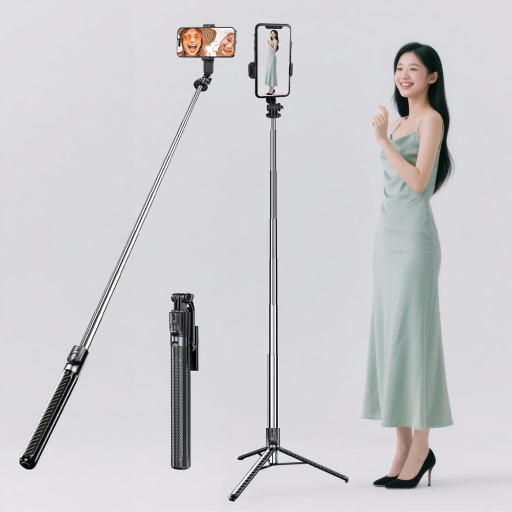 This and Stable Smartphone Tripod with a 35mm Handle Diameter Is Perfect for iPhones and Android Its Height Is 180cm When Unfolded and 31cm When