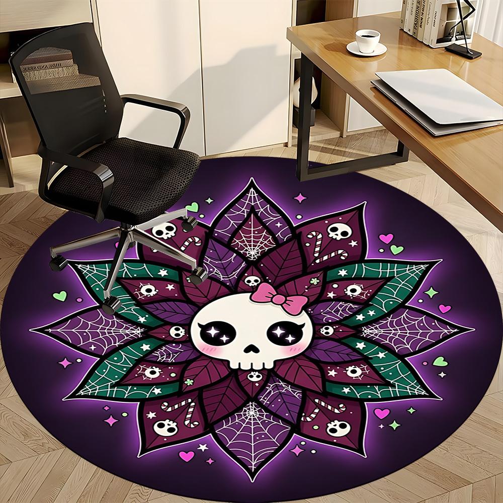 1pc Gothic Mandala Office Round Rug, Non-slip, Soft and Durable Office Rug for Interior Decoration, Perfect for Office,Decoration yy260204028