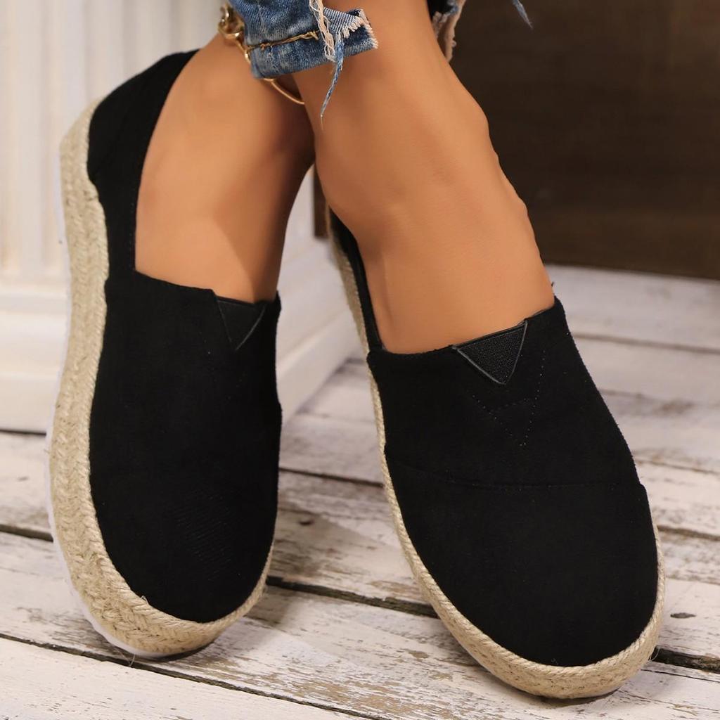 Women's Suede Slip-On Espadrille Style Casual Shoes for Spring and Autumn