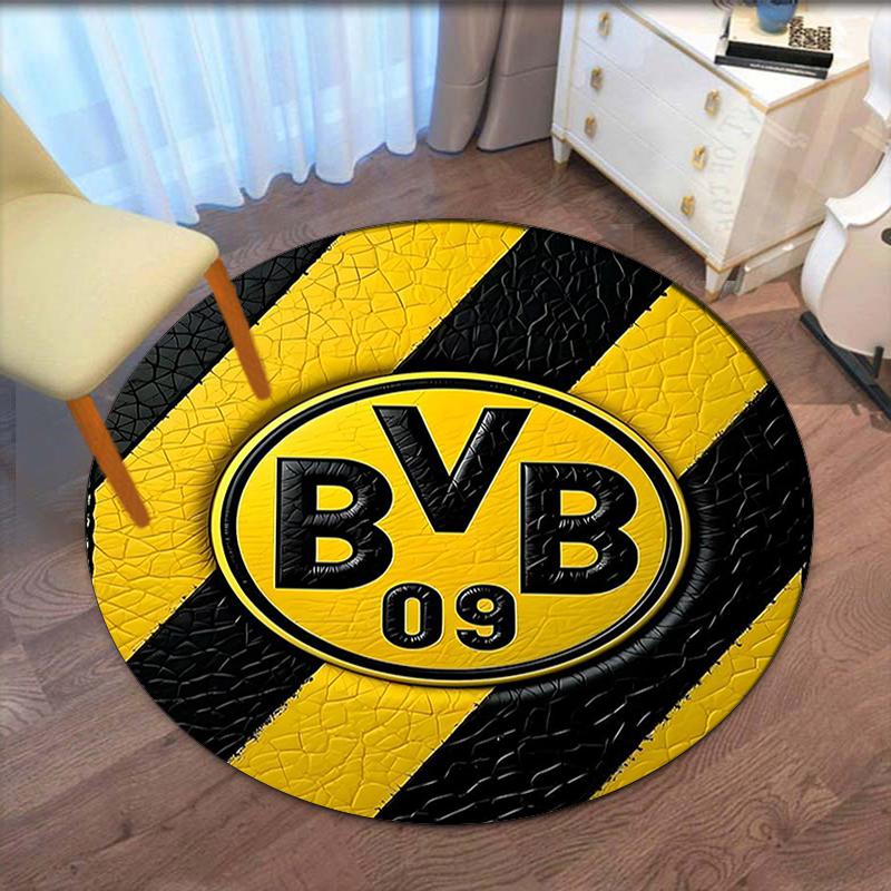 Borussia Dortmund Tištěný Kulatý Koberec Kobereček na Židli Plošný Koberec Rohožky do Vstupní Haly, pro Kancelářskou Židli Obývací Pokoj Ložnici Kuchyň.