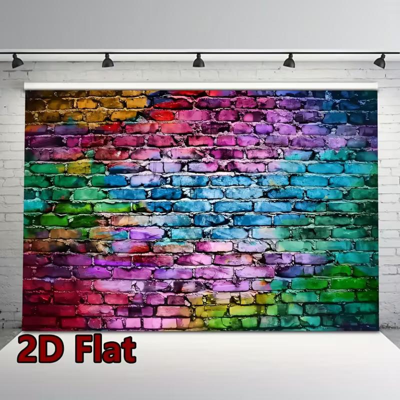 2D Colorful Graffiti Brick Backdrop Photography Background Banner