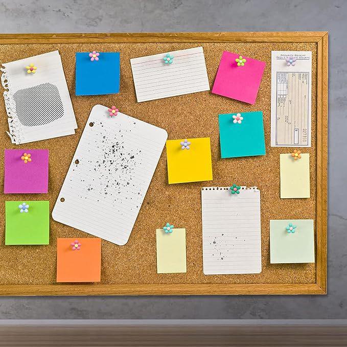 30 Chinchetas de Flor de Cinco Pétalos de Colores para Tableros de Corcho - Decoración Creativa para Tablón de Mensajes con Cabezas Grandes
