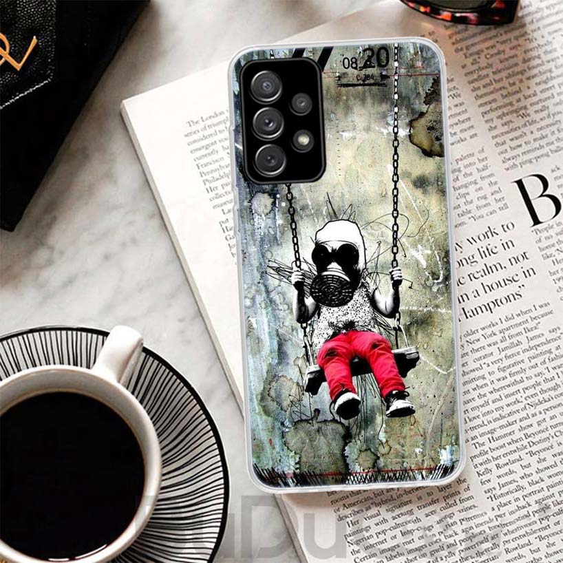 Street Art Banksy Graffiti Cover For Samsung Galaxy A51 A50 A71 A70 Phone Case A21S A31 A41 A10 A20E A30 A40 A01 A11 A6 A7 A8 A9