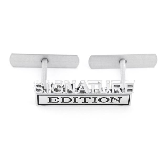 1Pc 3D Metal SIGNATURE Edition Logo Car Front Grille Badge Side Fender Rear Trunk Emblem Sticker Decal