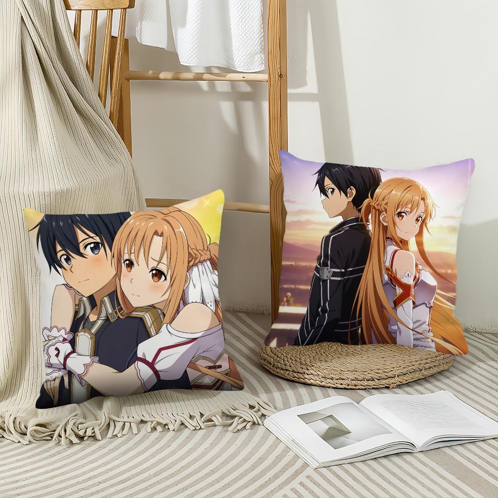 Sword Art Online Asuna&Kirito Pillow Case Home Decoration Cushion Cover Suitable For Office Sofa Bedroom Car