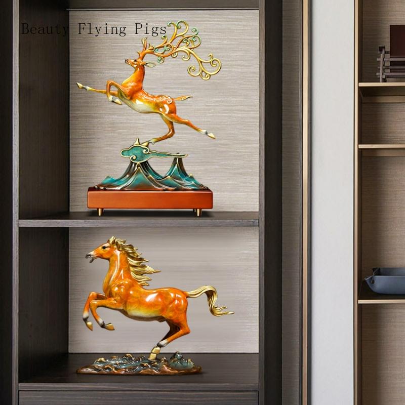 1PCS Metal Zodiac Horse Decoration Office Desktop Living Room Wine Cabinet Decoration Crafts Company Opening Gift