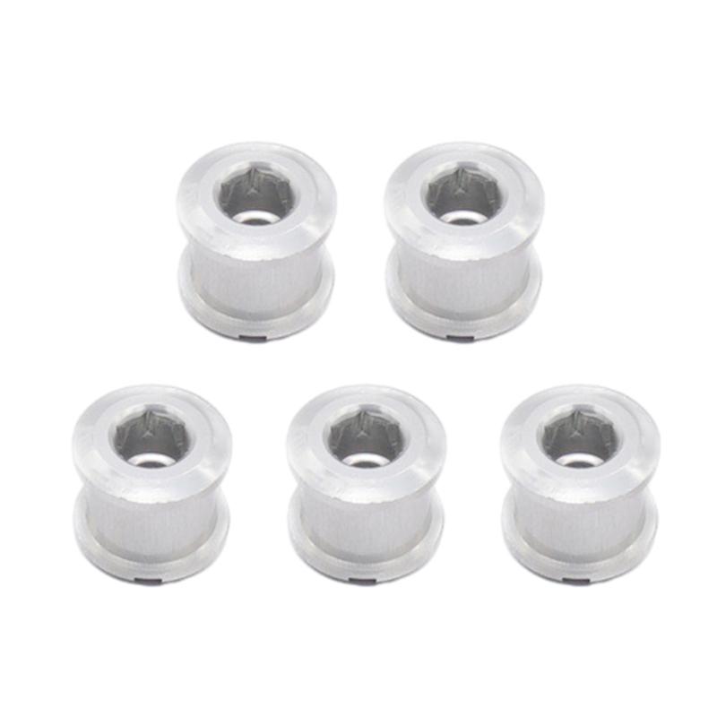 5pcs Aluminum Alloy Chainring Bolts Single Chainwheel Bolts Nut Single Speed Chainwheel Screws for Road, Mountain Bike 6.4MM серебряный