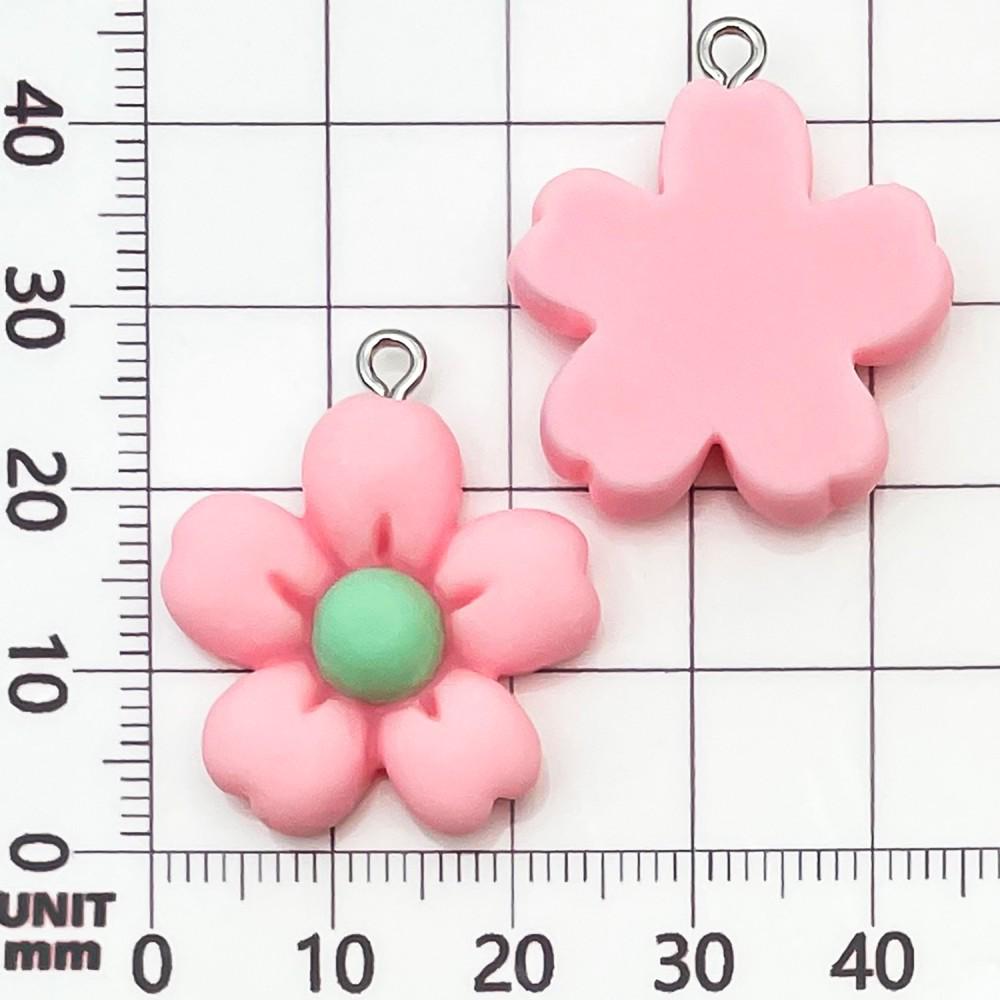 30-Piece Set: Pink Resin Sunflower & Rose Flower Pendants for DIY Jewelry