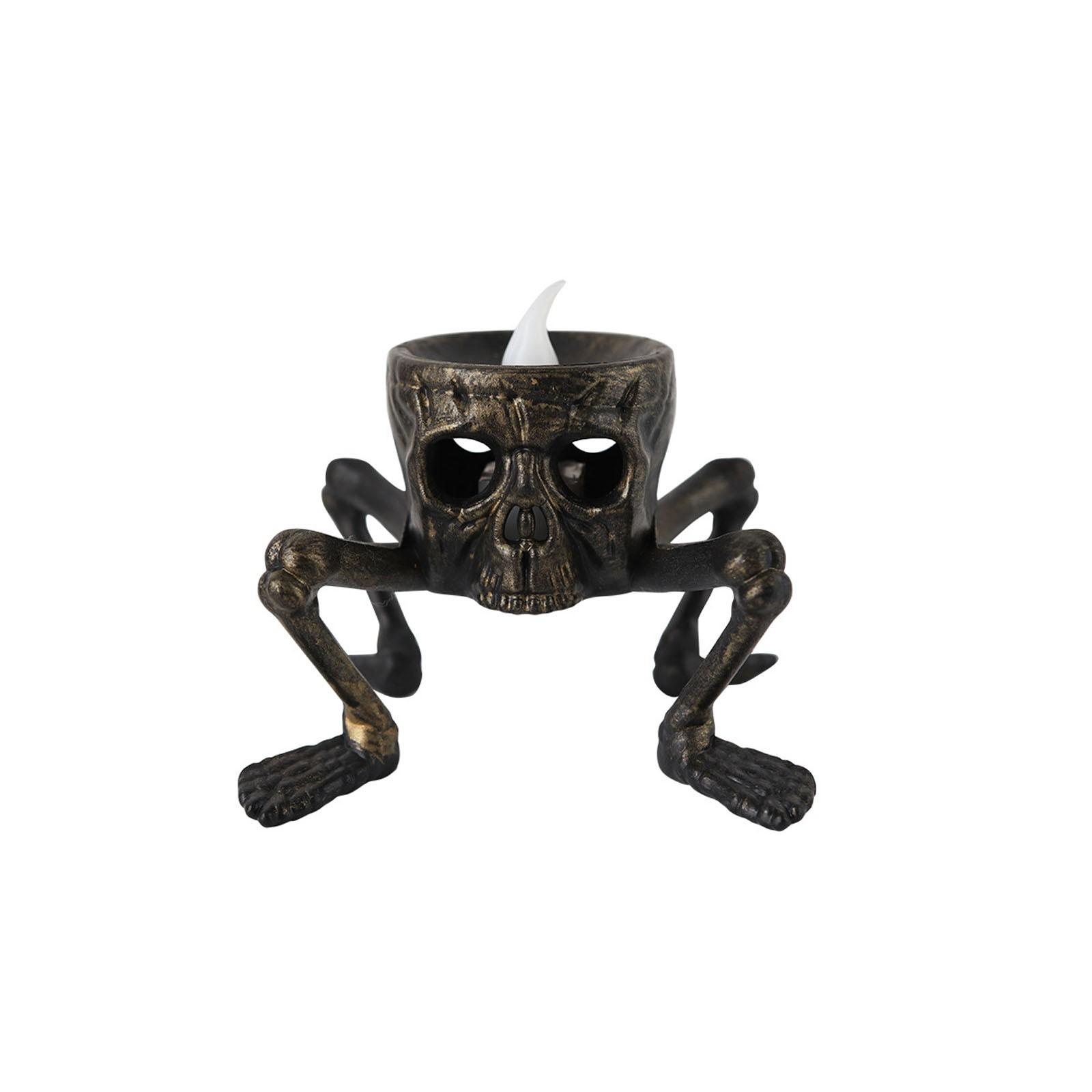 

Ручная лампа-скелет на Хэллоуин, светодиодная электронная свеча, беспламенная свеча на батарейках, декоративный светильник для помещений на тему ужасов на Хэллоуин One Size