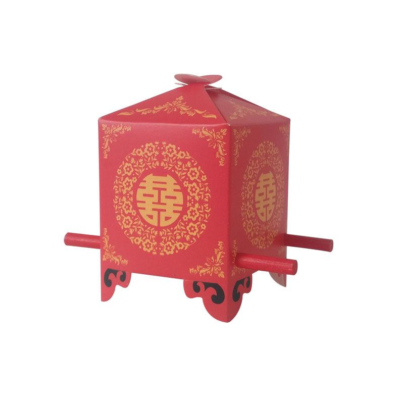 Retro Chinese Wedding Candy Packaging Box, Creative Classic Red Sedan Happy Candy Box