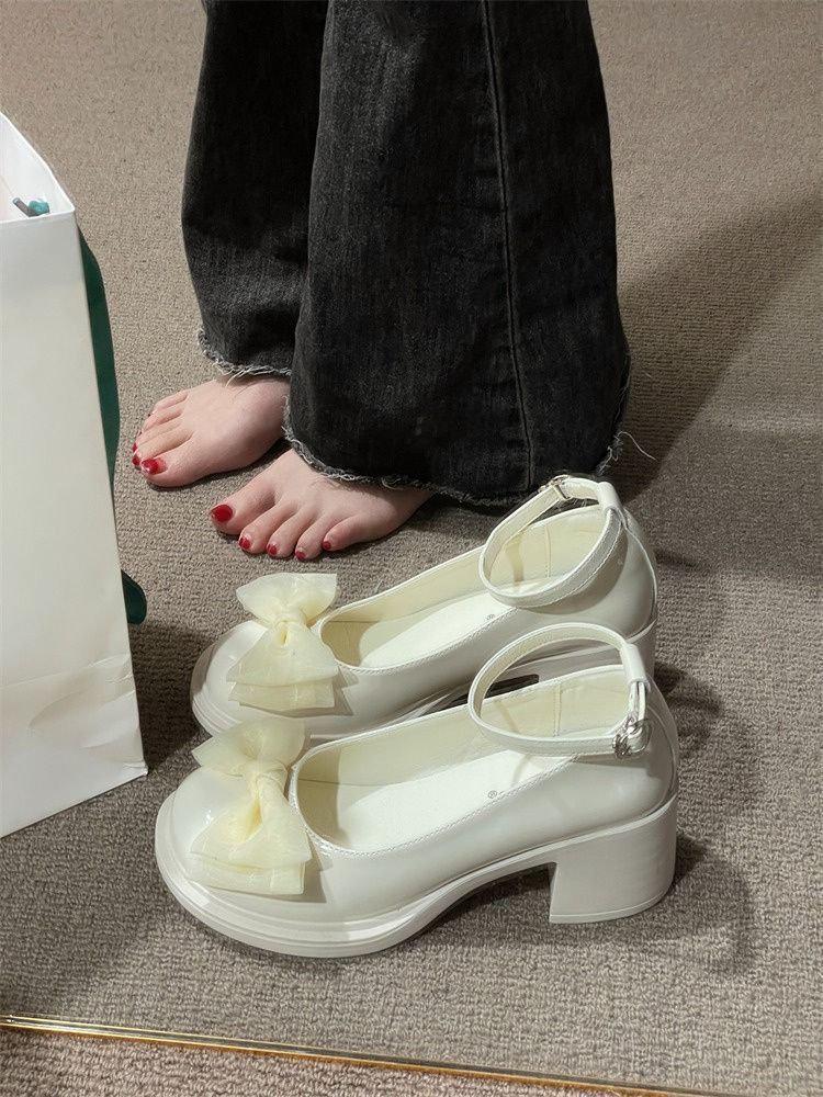 Vintage Bowknot Chunky Heel Mary Janes - Women's Spring/Summer 2025 Collection