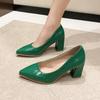 Women's Autumn High Heels Thick Heel Patent Leather Pointed Toe Luxury Leather Shoes