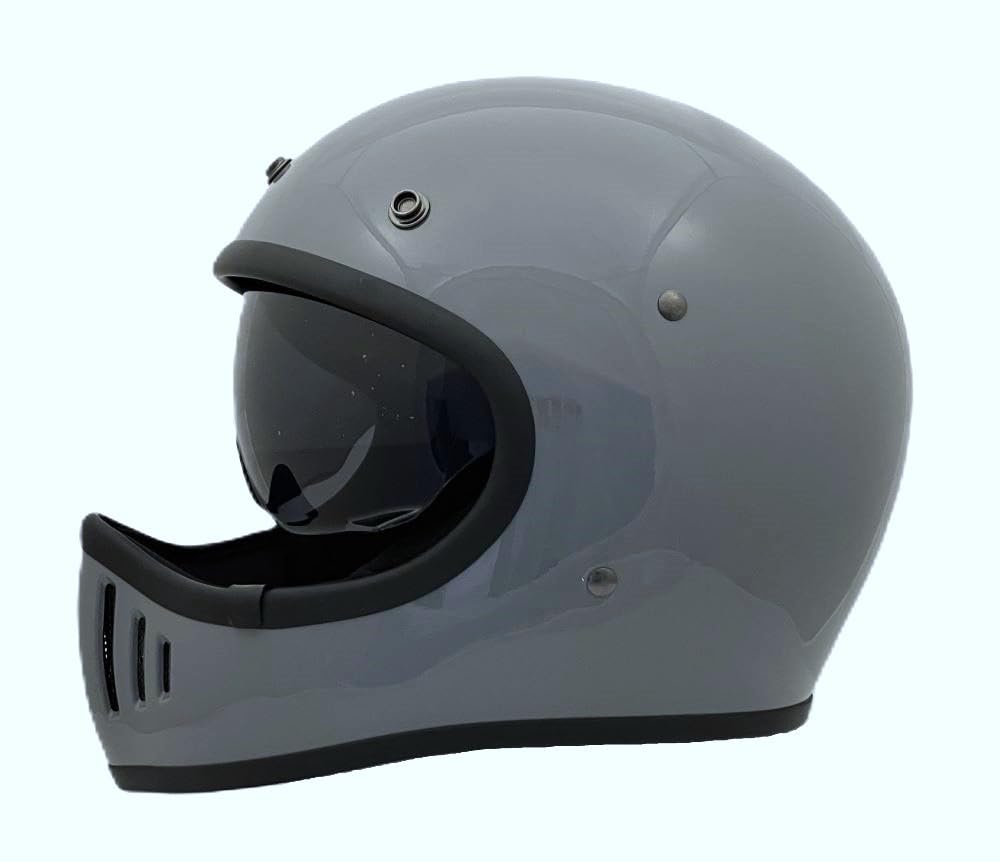 SUNUP Full Face Motorcycle Helmet PILOT Size L SM-001 (59-60cm) (Gloss Gray)