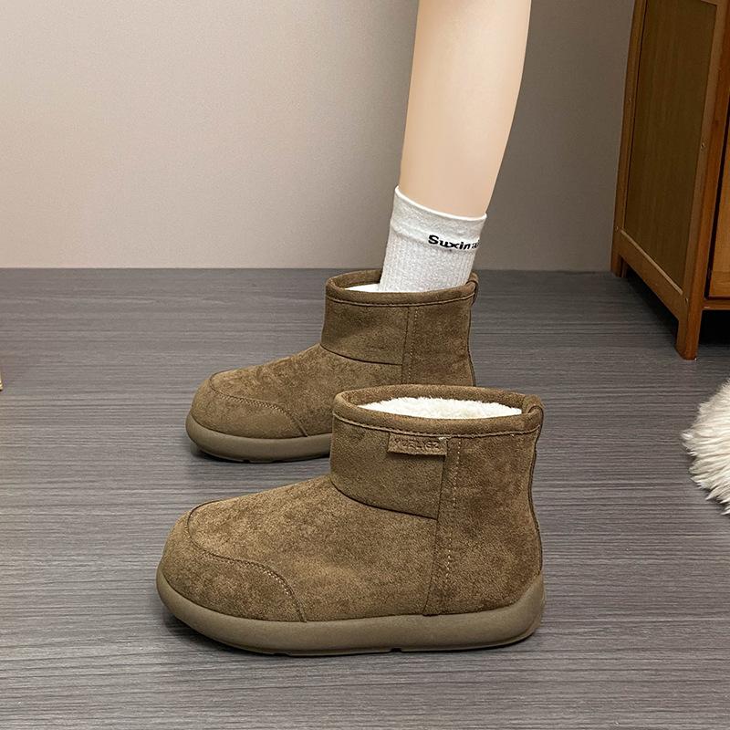 

Уродливые милые ретро большеголовые снежные хлопковые сапоги женские 2025 новые бархатные теплые на плоской подошве повседневные хлопковые сапоги на одной педали 40