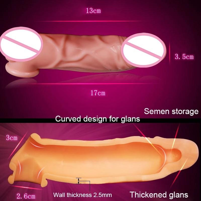 Elastic Penis Sleeve Condom Delay Ejaculation Penis Extender Enlarger Vagina Stimulate Cock Rings Sex Toys For Men