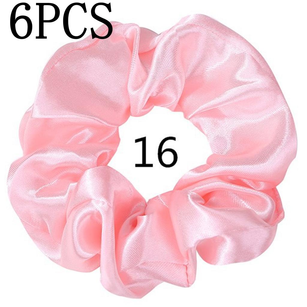 6pcs/lot Hair Scrunchies Bands Scrunchy Ties Ropes Ponytail Holder for Women or Girls Accessories Satin Headwear Solid Color Set
