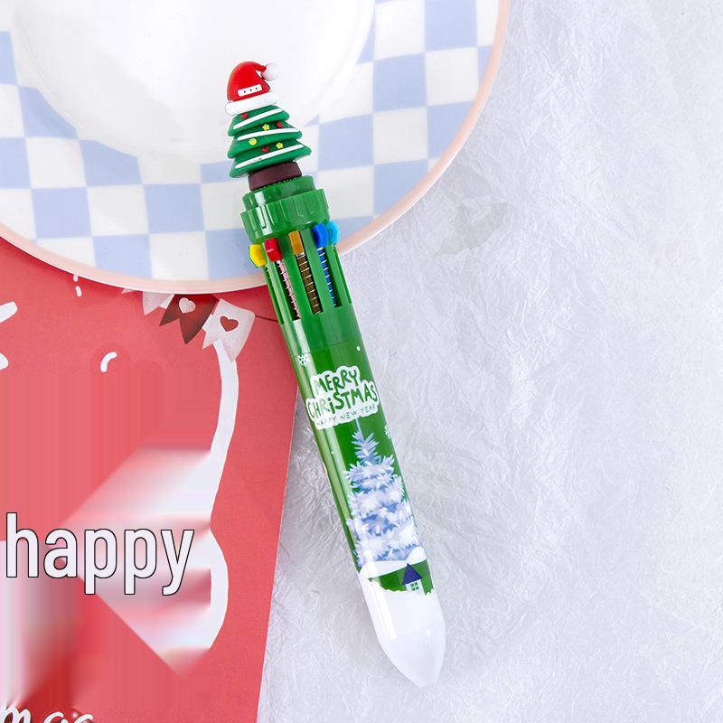 Christmas Multi-color Creative Click Ballpoint Pen - Cute Ten-Color Student Gift