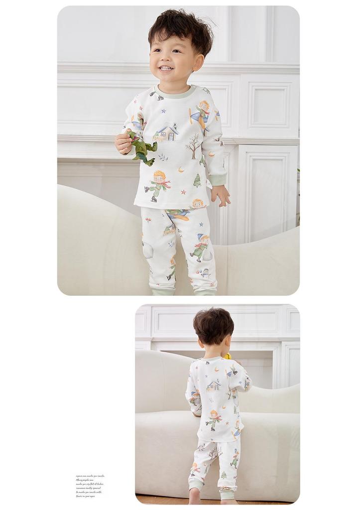 Kids' Cotton Autumn/Winter Set: Warm Long Sleeve Base Layer & Pants for Babies 0-6 Years