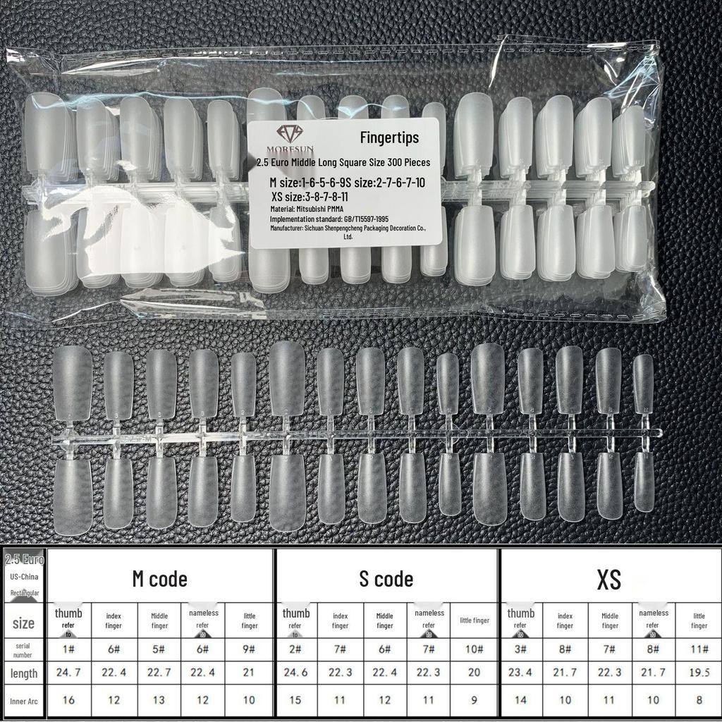 Traceless Ultra-Thin Frosted Square Nail Tips - New Chinese Style