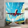 Vibrant Retro Airplane Design Bath Curtain Waterproof Fabric Ideal For Bathroom Decor Includes Hanging Rings For Easy Setup
