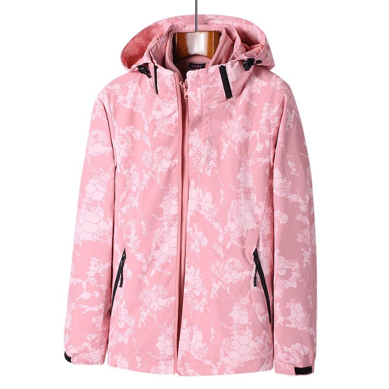 

Women s Outdoor Spring and Autumn Three-in-one Detachable Two-piece Set Plus Velvet and Thickened Camouflage Mountaineering Clothing M