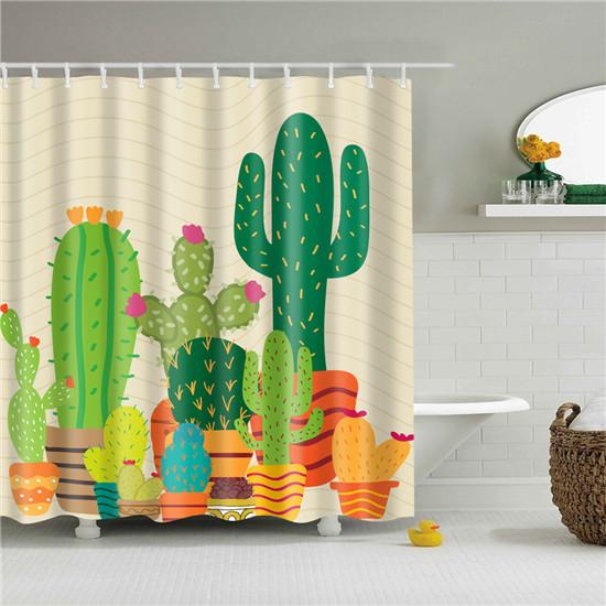 Tropical Cactus Plant Pineapple Shower Curtains Bathroom Curtain Cortina Ducha Frabic Waterproof Polyester Bath Curtain