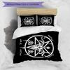 Satanic Symbol Design Bed Bedding Set 1 Duvet Cover + 2 Pillowcases Soft Breathable Household Bed Linens