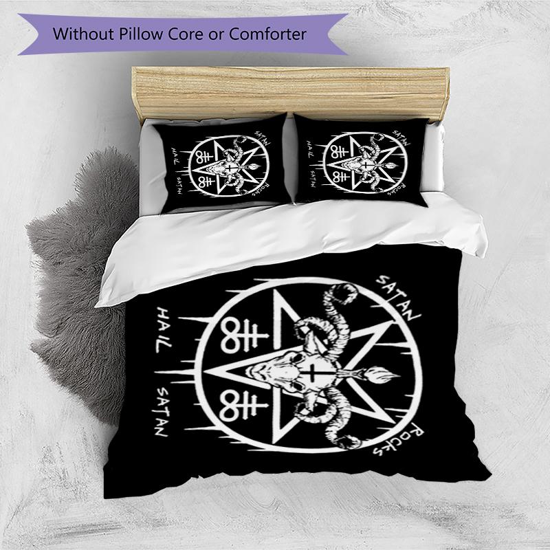 Satanic Symbol Design Bed Bedding Set 1 Duvet Cover + 2 Pillowcases Soft Breathable Household Bed Linens