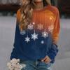 Women's Fashion Casual Long Sleeve Christmas Printed  Neck Sweatshirt Top