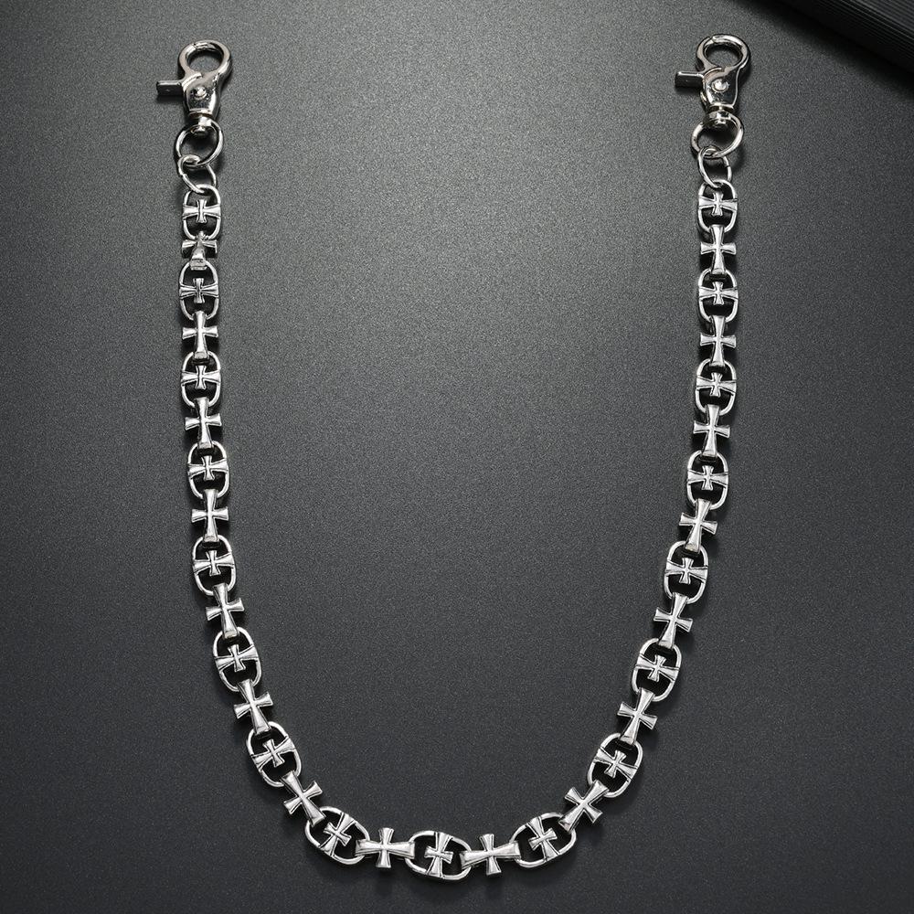 

Unisex Street Dance Metal Chain Hip Hop Jeans for Halloween серебряный