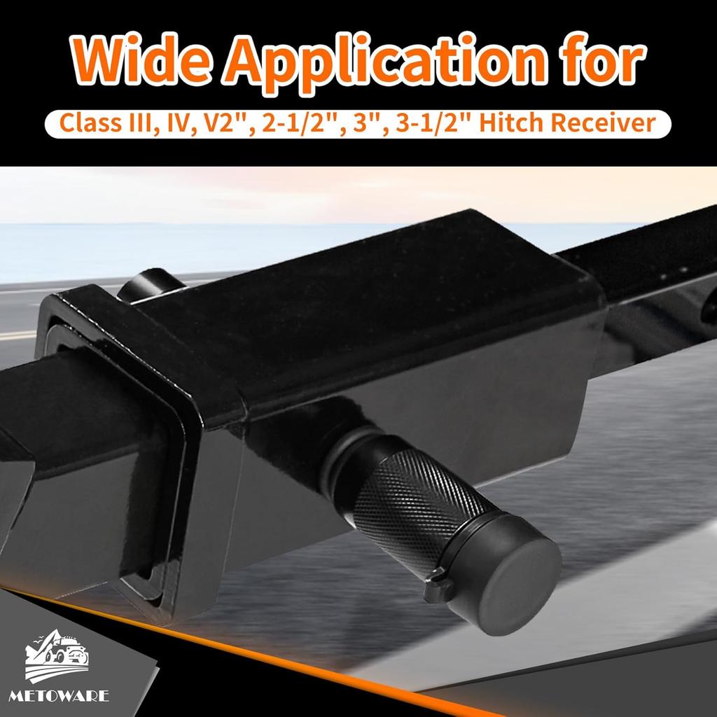 METOWARE Trailer Hitch Lock Hitch Receiver Pin Lock Fits Class III IV V and 2”- 3-1/2" Receiver with 5/8" Dia 4” Lock Pin and 8 Anti-Rattle
