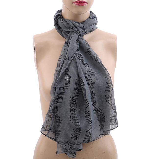 Fashion Stylish Thin Section Printed Musical Notes Chiffon Scarf Shawl Air Conditioner Shawl