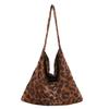 Leopard Print Women's Large Capacity 2025 New Autumn and Winter Casual Suede Shoulder Bag, College Students Commuting Tote Bag