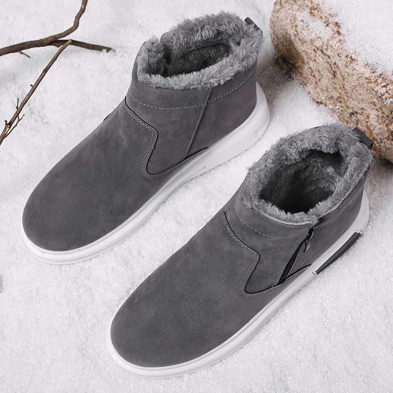 Winter Warm Plush Men Snow Boots Suede Boots Soft Soles Ankle Boots Non-Slip Men Winter Shoes Platform Short Boots Causal Shoes