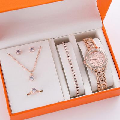 6Pcs Women'S Quartz Watch Set Wrist Watch & Jewelry Set Gift
