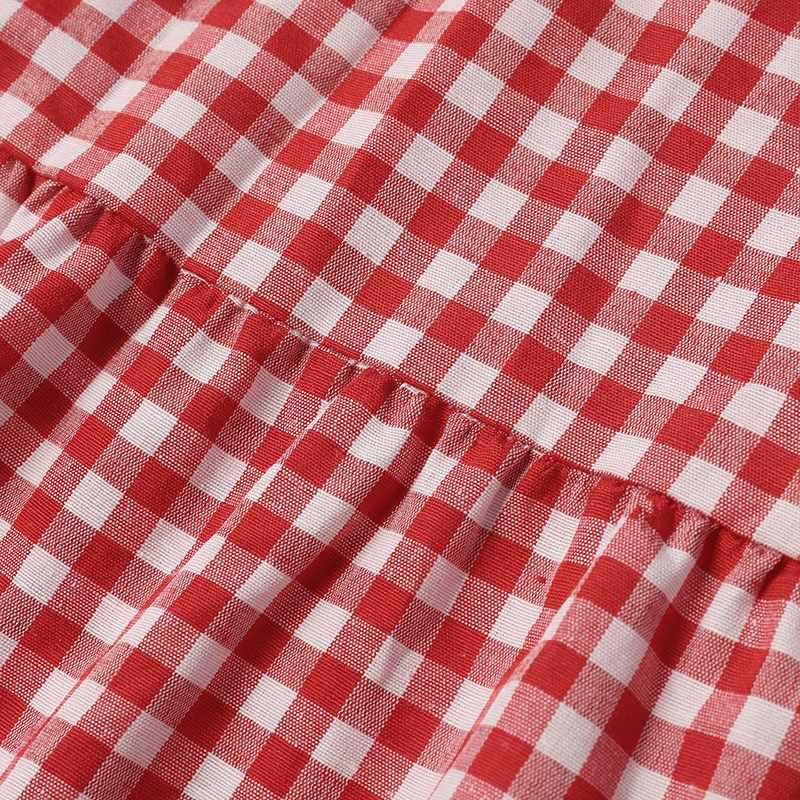 Plaid Round Neck Full Sleeve Loose Dress with Belt