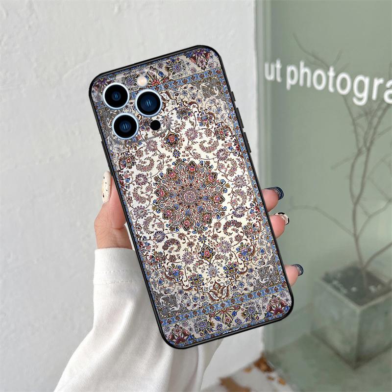 Persischer Teppich Blumenmuster Hülle Für iPhone 16 15 12 13 Mini 11 12 13 14 Pro Max X XS Max Plus XR Handyhülle