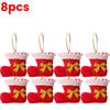 4-32pcs Creative Christmas Boot Hanging Pendant Gold Santa Claus Bow Stocking Party Xmas Tree Red Socks Drop Ornaments Supplies