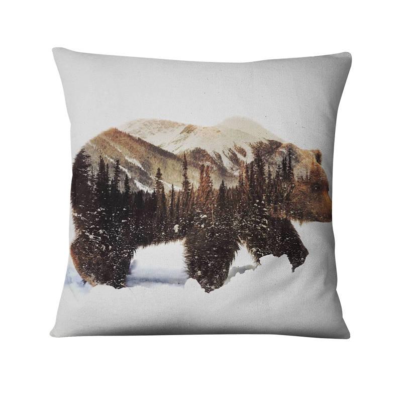 Scandinavian Cushion Decorative Pillow Throw  Winter Animal Digital Print Case