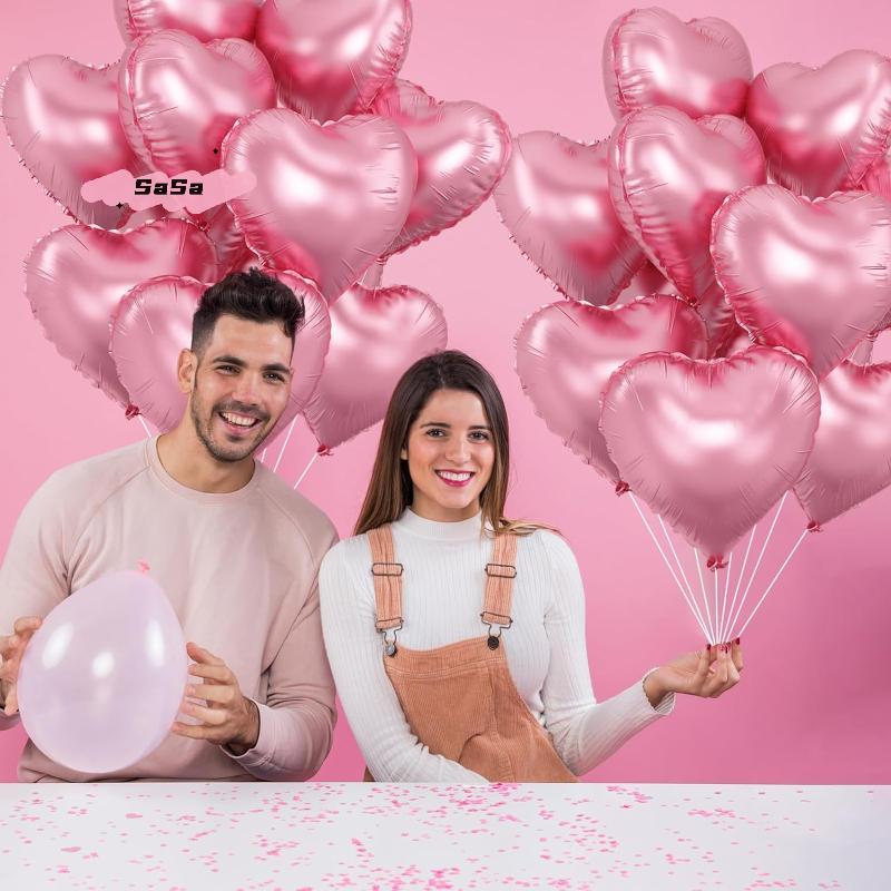 10Pcs 18-Inch Large Red Heart Shaped Foil Balloons for Valentine's Day Wedding Shower Anniversary Engagement Party Decoration