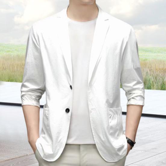 Herren Anzugmantel Revers Langarm Einreiher Anzug Farbe Jacke Uni Einzelne Taschen Business Formell Anzugmantel Arbeitskleidung