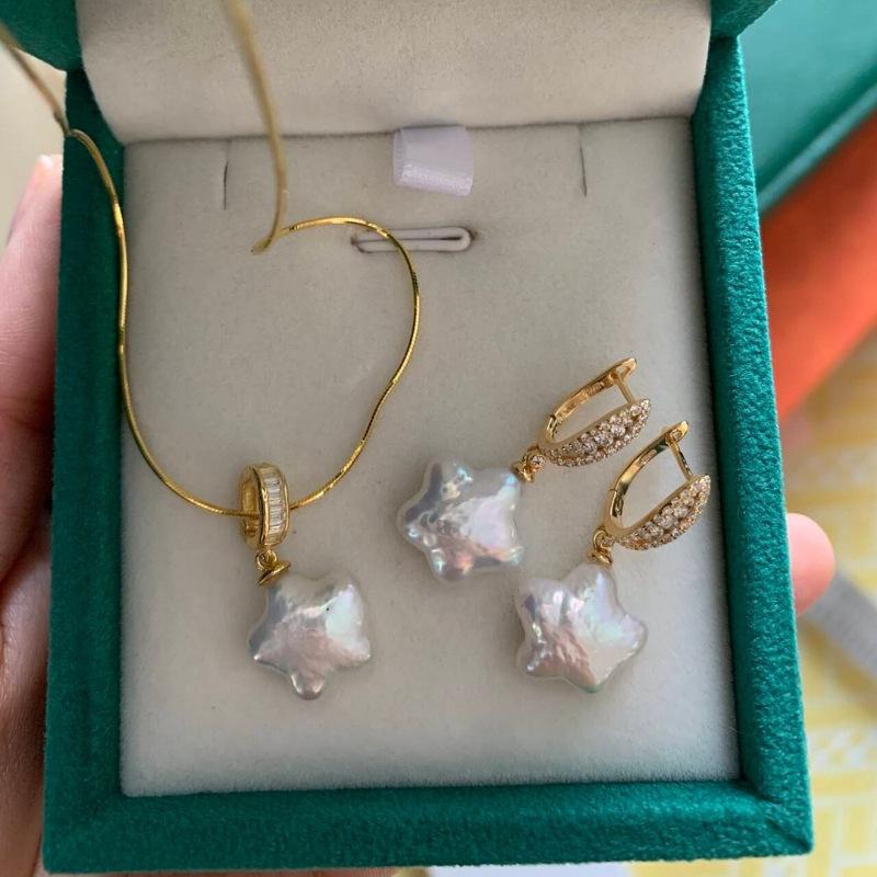 Ocean Series Star Love Pearl Pendant Fashionable Simple Clavicle Chain Electroplated Gold Color Retention