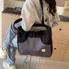 Korean version of the new contrasting color canvas bag large-capacity casual tote bag versatile and lightweight college student class shoulder bag